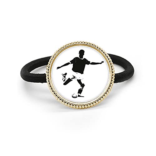 Corbata de pelo de plata con diseño de fútbol y goma elástica para deporte