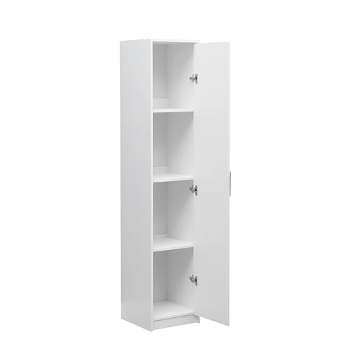 MMT Tall Slim Storage Unit - Wood Cabinet with 1 Door and 3 Shelves for Office, Shoes, and Kitchen Storage - Ideal Bathroom Storage Cabinet, 37 x 37 x 180 cm - Image 3