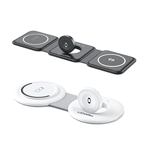 UCOMX Nano 3 in 1 Wireless Charger and 2 in 1 Wireless Charger,Fellow Traveler Wireless Folding Charging Station,Compatible with iPhone 12/13/14 Pro Max,AirPods Pro,iWatch Ultra