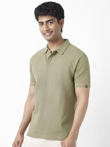 Image of Urbano Fashion Men's Textured Regular Fit Half Sleeve Cotton Polo T-Shirt