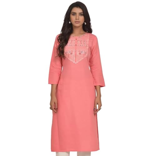 Image of Naixa Women's Viscose Rayon Embroidered Worked Straight Kurta (133)