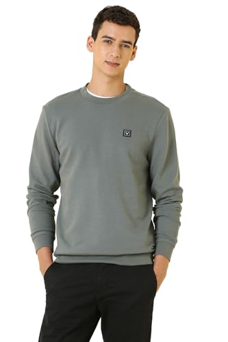 Image of Allen Solly Men's Cotton Blend Crew Neck Solid Casual Sweatshirt