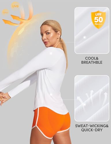 IUGA Rash Guard for Women with Pockets UPF 50+ SPF Shirts for Women Long Sleeve UV Sun Protection Clothing Hiking Swim Shirt3