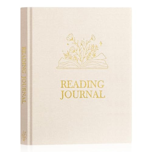 Lanpn Reading Book Journal for Book Lovers Readers 158 Pages Linen Hardcover Books Tracker Diary with 52 Reviews 9.3 x 7.7 Reading Log Notebook Bookish Gifts (Beige)