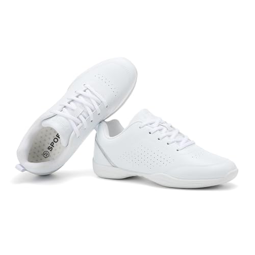 White Cheer Shoes for Women: Athletic Dance Sneakers - Comfortable Lightweight - Sport Jazz Shoes for Girls Competition Sport Training