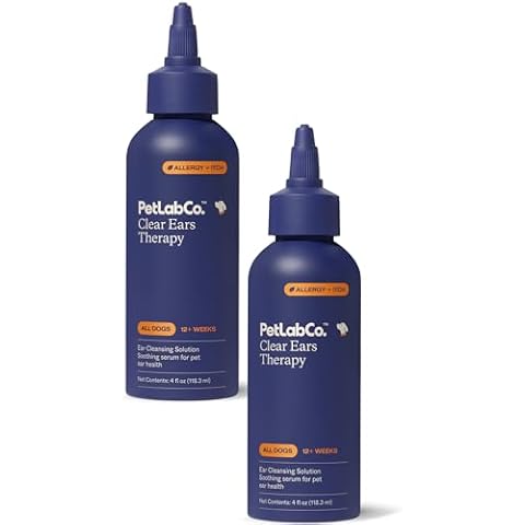 PetLab Co. Clear Ears Therapy Ear Cleaner for Dogs - Supporting Yeast, Itchy Ears & Healthy Ear Canals - Alcohol-Free Dog Ear Wash - Optimized Dog Ear Cleaner Solution - 4 oz. Pack of 2 Cover