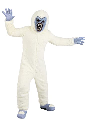 Fun Costumes Child Yeti Costume White Sherpa Jumpsuit, Latex Mask, Gloves & Shoe Covers - Large, White