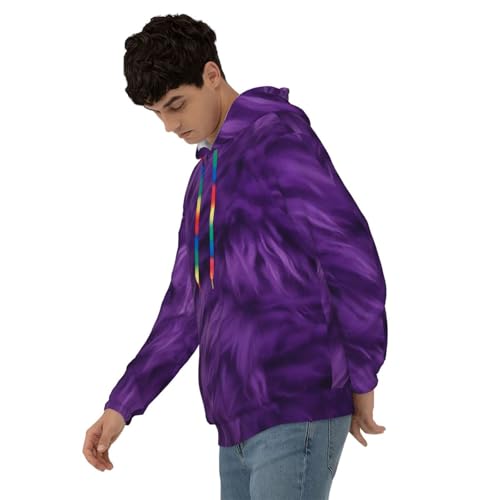Fashion Men'S Hoodies Pullover Long Sleeve Hoody Purple Print Hooded Sweatshirt With Pocket3