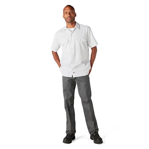 Image of Dickies Men's Short Sleeve Work Shirt - Durable Twill Button Down Shirts for Men, Lightweight Uniform for Daily Wear