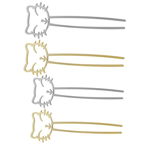 Bâtons à cheveux métalliques chignon et baguettes poils de chat design