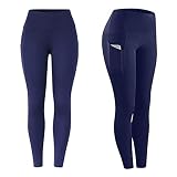 Cocila Yogahose Damen Schnelltrocknende Einfarbige Fitness Yogahose Taschen Enge Elastische Sport Leggings Aktive Hosen Frauen Gym Sporthose Jogginghose Lässig und Bequem Yoga Laufen Pilates