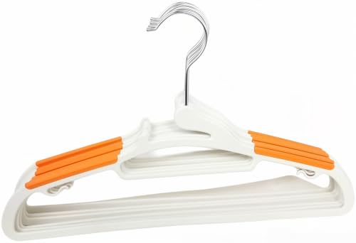 Image of 12 PCS Non Slip Plastic Hangers, Multipurpose Clothes Hangers & Cloth Hanger for Wardrobe Closet Organizer, Garment Storage Hanger for Shirts & Dresses (Orange Hangers 12 PCS)
