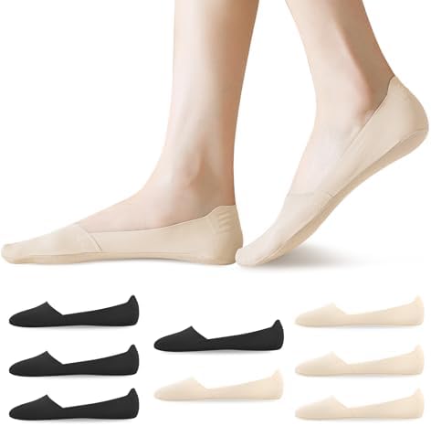 YSense 8 Pairs Thin No Show Socks Womens Low Cut Liner Non Slip Invisible Flat Loafer Socks