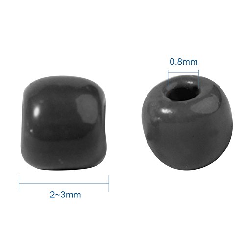 PH PandaHall 1900 Pcs 8/0 Glass Seed Beads, 3mm Round Waist Beads Mini Spacer Beads for Earring Bracelet Necklace Choker Jewelry Making Halloween Decor, Black