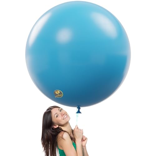 Image of AFTERLOON Biodegradable Balloons 6 pcs 36 Inch Orb Perfect Round Giant Extra Large Light Blue, Durable Thickened Strong Jumbo XL Big Helium Float, Shower Decorations