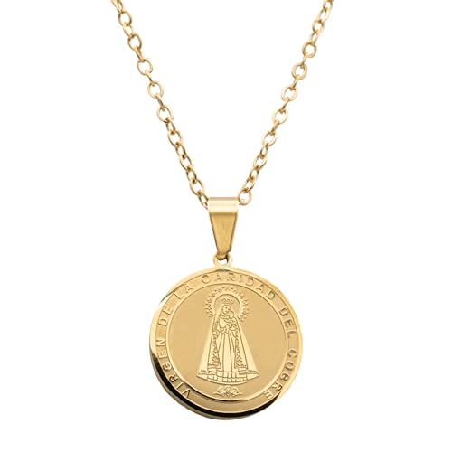 Catholic Town stainless steel Virgen de la Caridad del Cobre Medal Necklace (Available in Gold and Silver colors)