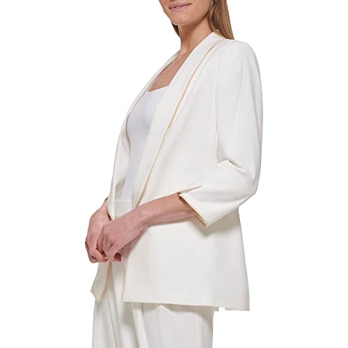 Dkny Shawl Collar Piped Open Blazer White/Sand 4 #TOP1