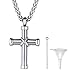 PROSTEEL Pendentif Cinéraire Croix Chaîne 55cm Acier Inoxydable Collier Urne de Cendre Bijou Funéraire Accessoire de Crémation Commémoratif pour Animaux Chevaux