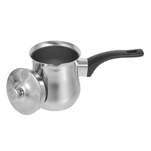 BESTOYARD Türkische Kaffeekanne Edelstahl 360ml Mit Deckel Und Griff Herdkännchen Für Milchaufschäumen Und Tee Zubereitung BESTOYARD Türkische Kaffeekanne Edelstahl 360ml Mit Deckel Und Griff Herdkännchen Für Milchaufschäumen Und Tee Zubereitung