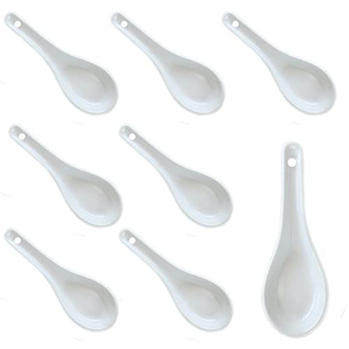 8 Pièces Cuillères à Café en Porcelaine Blanche, Cuillère à Oeufs en Porcelaine, Cuillères à Soupe, pour la Cuisine et la Salle à mManger (Blanc)