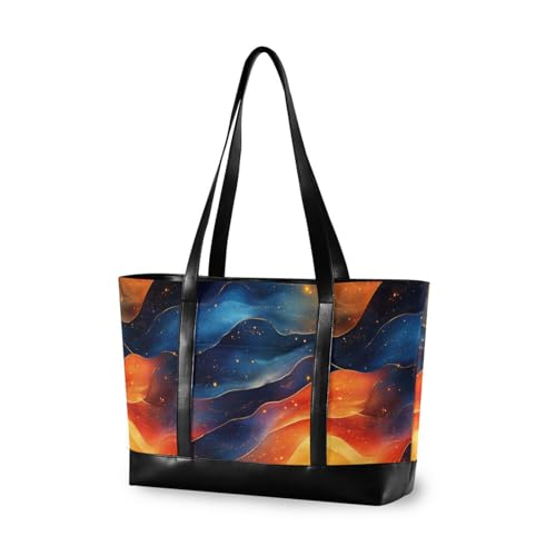 KLL Orange Navy Blue Red Wave Abstract Art Style Portable women's briefcase with zipper book tote Large Handbag for gym with bolsos secret para mujeres