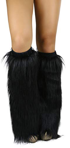 Image of ToBeInStyle Women's Faux Vibrant Fur Retro Daring 60' Inspired Ravewear Knee High Leg Warmers