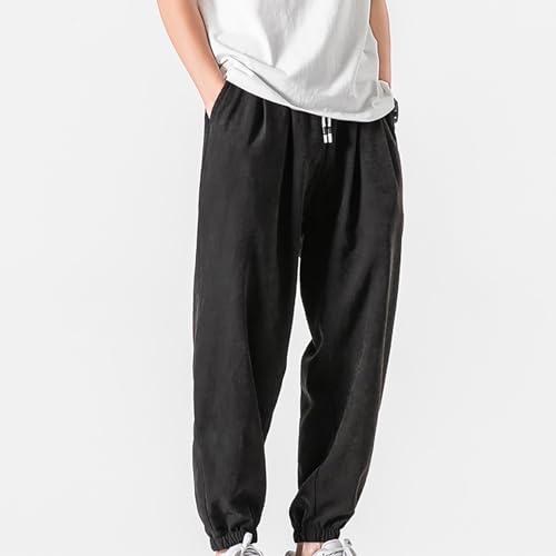 Baggy Sweatpants for Men Casual Fashion Drawstring Elastic Waist Solid Beam Feet Pants Athletic Apered Joggers3