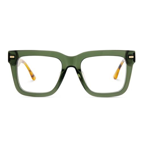 Image of Zeelool Blue Light Glasses for Men Fashion Green Square Eyeglasses Retro Computer Eyewear Glasses Anti Eyestrain Redina JGA270431-02B