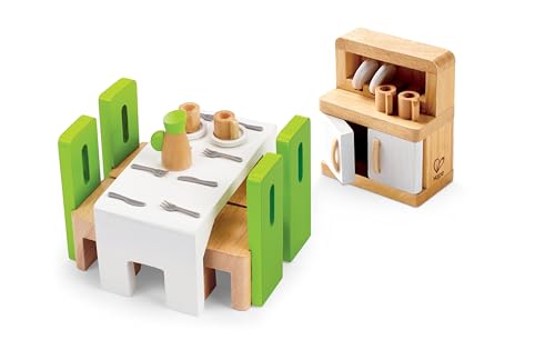 Sala da Pranzo per la casa delle bambole | Mobili in legno in miniatura con piatti e posate | Per gioco di ruolo dai 3 anni - Lego - Immagine 2