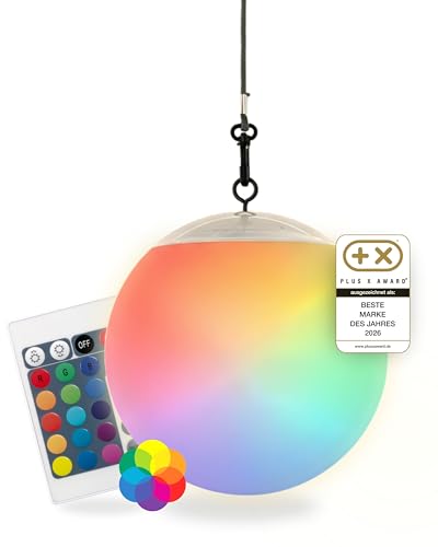 SCHWAIGER Solarlampe I hängende Solarleuchte für außen I RGB LED-Hängeleuchte mit Nylonkordel I IP44 spritzwassergeschützt & inklusive Fernbedienung I Hängelampe für Garten, Balkon & Terrasse