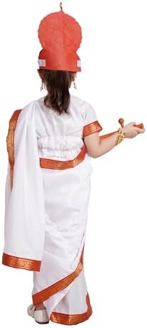 Kaku Fancy Dresses Devi Saree Costumes for Girls With Jewellery | Durga, Godess Saraswati, Mata Laxmi, Sita, Meera Bai Dress With Accessories | Ready to Wear Saree