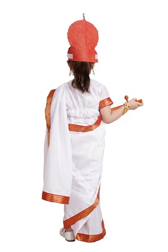 Kaku Fancy Dresses Devi Saree Costumes for Girls With Jewellery | Durga, Godess Saraswati, Mata Laxmi, Sita, Meera Bai Dress With Accessories | Ready to Wear Saree