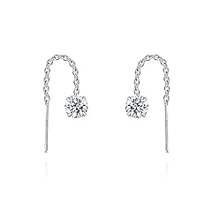 White Cz Short Threader Earrings