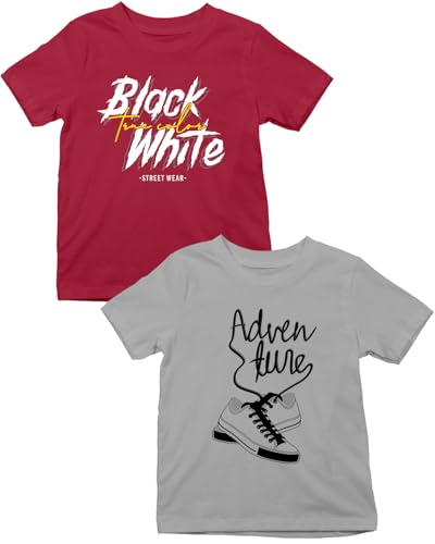 Image of XENOVAURBAN Kids Tshirts Combo | 2 Unisex Printed Round Neck Boys and Girls Kids T-Shirts - P