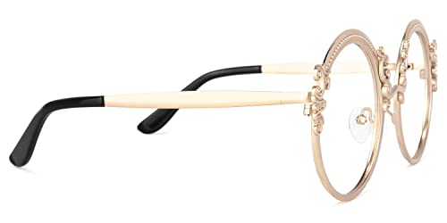 Vooglam Voogueme Gold Round Blue Light Glasses For Women Men Anti Uv Eyestrain Eyewear Norene #TOP6