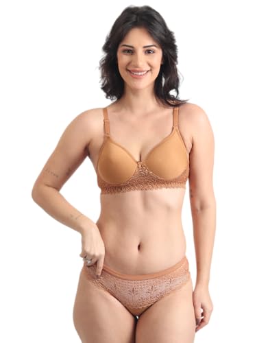 Image of SGC SWEDEN Women's Lingerie Set | Lace Fabric Lightly Padded Non Wire Push-Up Bridal Bra Panty Lingerie Set