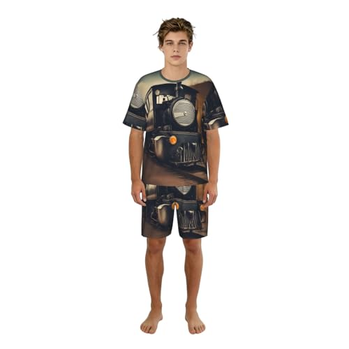Pijama de dos piezas que evita el calor nocturno con pantalones cortos con bolsillos cómodos