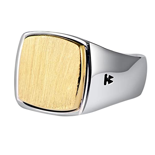 Chevalière en or brossé bague homme argent 925 large 10mm