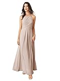 ALICEPUB Chiffon Biscotti Bridesmaid Dresses Long Formal Party Dress for Women Prom Evening Halter, US12