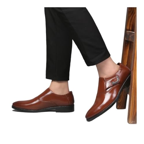 Versatile Men's Shoes, Large Size Leather Shoes, Men's Business Shoes, Slip-on Wedding Shoes Oxfords(Black,6.5)4