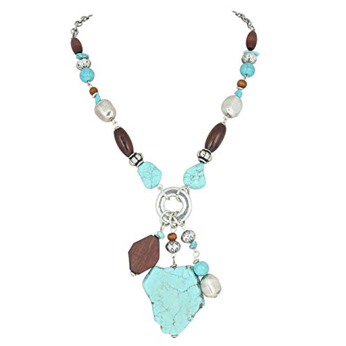 Bocar Personalized Simulated Turquoise Statement Pendant Necklace for Women Gifts (NK-10115)