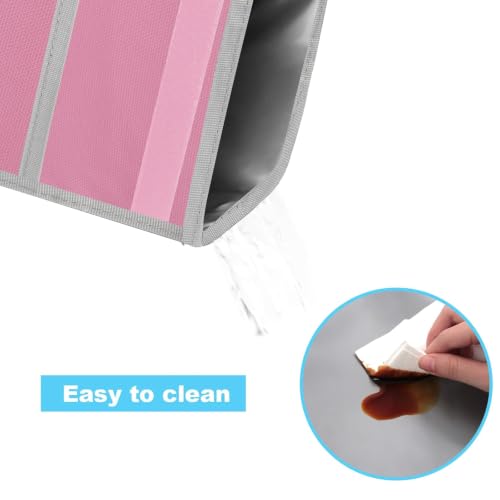 Image of Femuar Leak Proof Car Trash Can with Lid, Collapsible Hanging Waterproof Car Trash Bag with Mesh Pocket for SUV Front Seat Headrest, Large /Light Pink