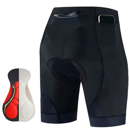 Generisch Pantalones de ciclismo para hombre con acolchado en el asiento para hombre, de secado rápido, transpirables, pantalones cortos elásticos, pantalones de ciclismo de verano, incluye bolsillo