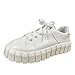 Zapatos mujer deporte verano levriero abrigo zapatos casual mujer con plataforma de encaje a la moda zapatos casual mujer de piel color liso color cuero zapatos deportivos casual, Color blanco., 39 EU
