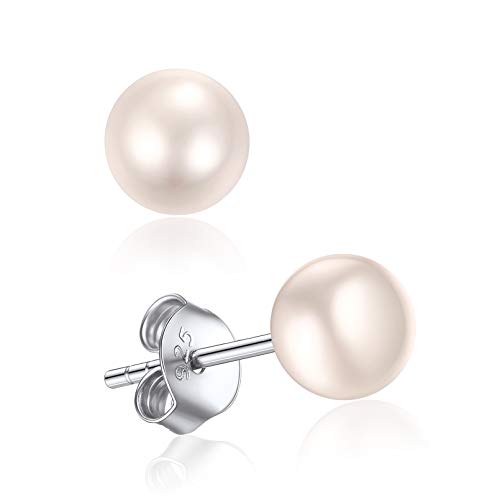 ChicSilver Orecchini Perle Donna Argento 925, 6MM Orecchini Perla Piccoli