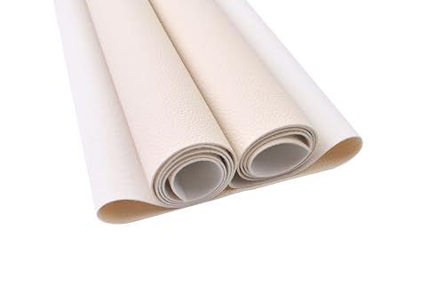 2 Yards 54" x 72" Soft Faux Leather Fabric Cream Fake Leather Fabric Upholstery Vinyl for Sofa Bags Chairs Car Seats DIY Crafts