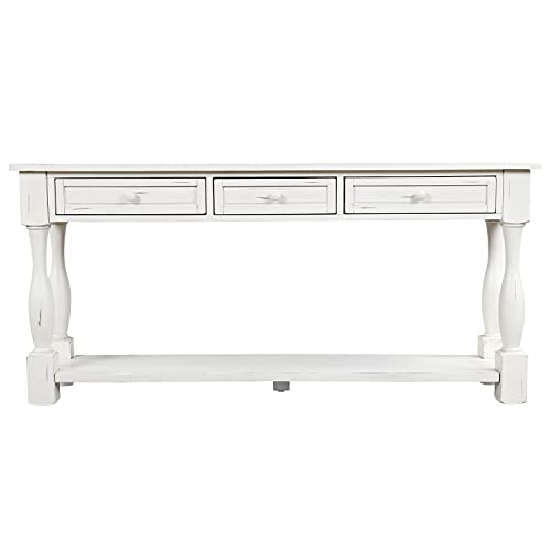 N/A Two Colors Console Table 64" Long Sofa Table End Table Easy Assembly With Drawers And Shelf For Entryway, Hallway, Living Room (Color : A) #TOP10