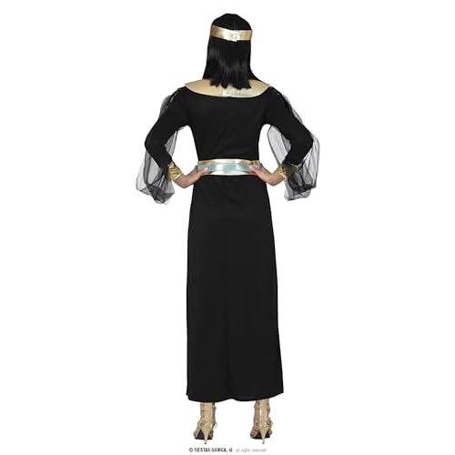 FIESTAS GUIRCA Majestuosa Cleopatra Disfraz para Mujer - Vestido de Diosa Egipcia Negro y Dorado - Disfraz de Reina Egipcia para Mujer Talla S 36-38