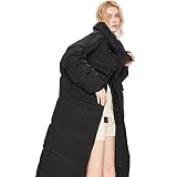 Lang Daunenjacke Wasserbeständige Damen Steppjacke Steppjacke mit Kapuze Daunenjacke Stehkragen Leichtdaunenjacke Duck Federn,Black,M(75kg)