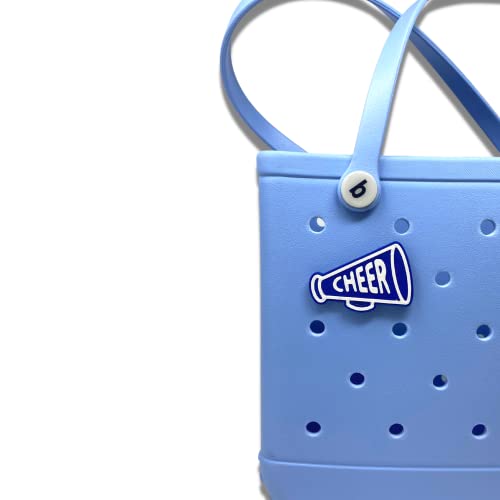 BOGLETS - Cheerleading Charm Compatible with Bogg Bags - Decorative Charm for Bogg Bags & Other Tote Bags (Blue Megaphone)